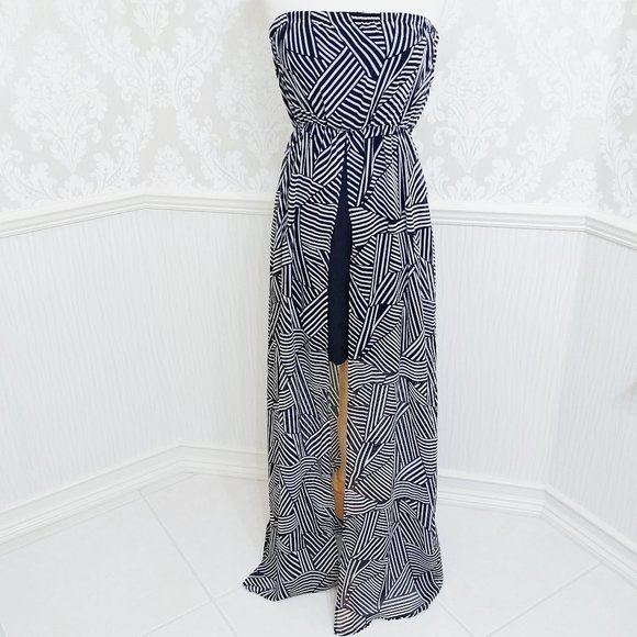 Papaya Bodycon Strapless Dress Long Sheer Sides Beach Vibes Juniors Size Small - Picture 1 of 5